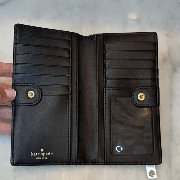 Kate Spade Wallet Pebbled Leather Compact Slim Snap Closure - Picture 16 of 16